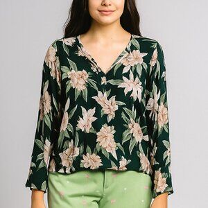 Show Me Your Mumu Green Floral Jamie Tunic Blouse Mini Dress Dress -Size S -GUC